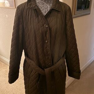 Talbots Quilted Olive Trench Coat